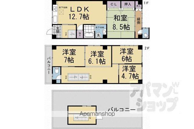 京福北野線 北野白梅町駅 徒歩17分 3階建 築49年(5LDK)の間取り写真
