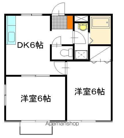 ハッピーベル(2DK/2階)の間取り写真