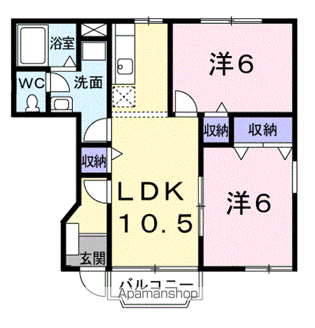 パークネス Ⅴ(2LDK/1階)の間取り写真