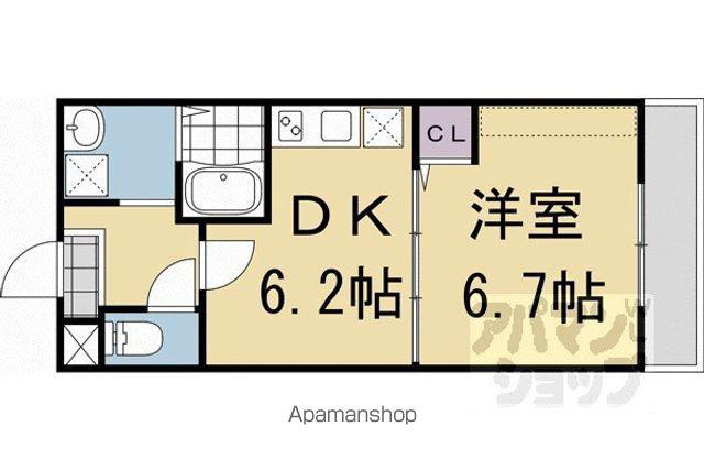 フォルトゥーナ東寺町(1DK/3階)の間取り写真