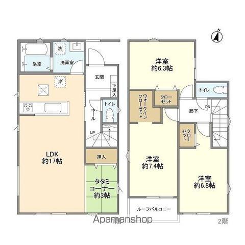 東武伊勢崎・大師線 一ノ割駅 徒歩5分 2階建 築2年(3LDK)の間取り写真