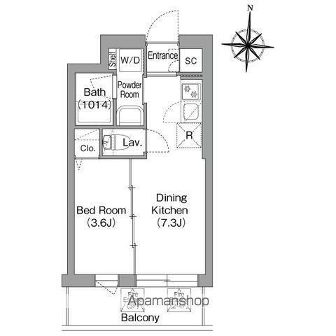 コンフォリア・リヴ両国イースト(1DK/2階)の間取り写真