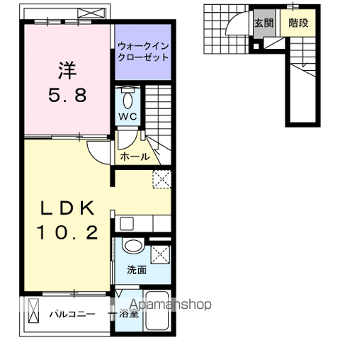 ラフィネSKMーⅡ(1LDK/2階)の間取り写真