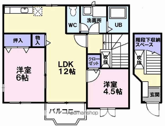 サウス・ウィンド Ⅱ(2LDK/2階)の間取り写真