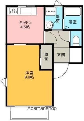 ホワイトバーチ(1DK/1階)の間取り写真