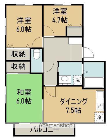 フォブール松本(3DK/2階)の間取り写真