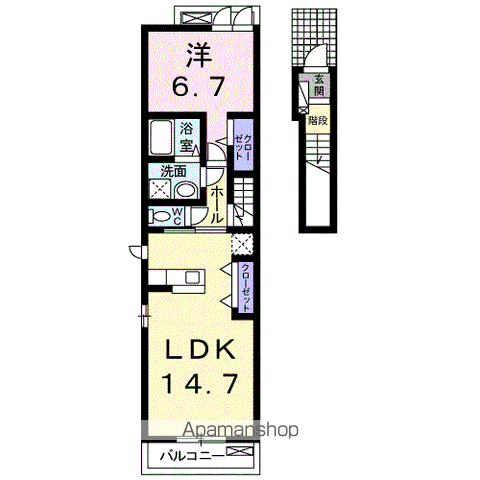 ハイデルベルク大野木(1LDK/2階)の間取り写真