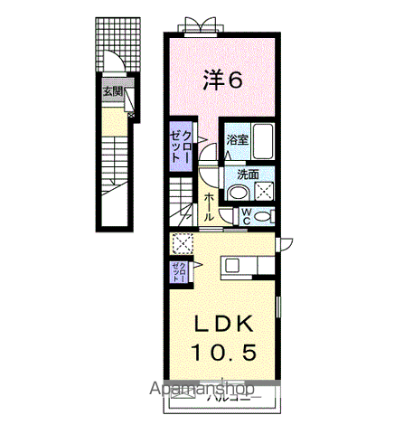 リノ小松原 Ⅰ(1LDK/2階)の間取り写真
