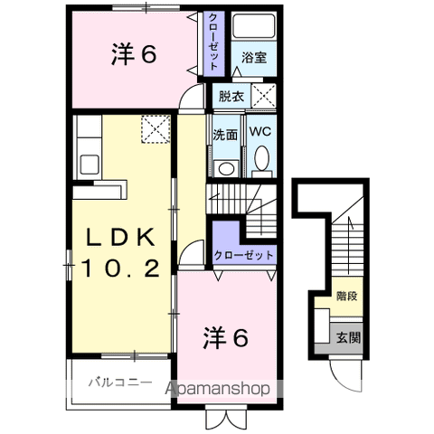 カメリアコート(2LDK/2階)の間取り写真