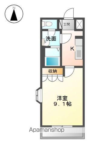 シェルル南方(1K/1階)の間取り写真