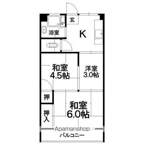 カヤノビル(3K/6階)の間取り写真