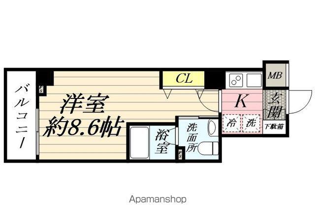 SQUARE CITY HIGASHIHAKURAKU MAXIV(1K/3階)の間取り写真