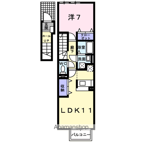 オーブⅡ(1LDK/2階)の間取り写真