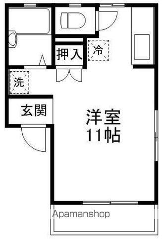 エステート・シグナスC棟(ワンルーム/2階)の間取り写真