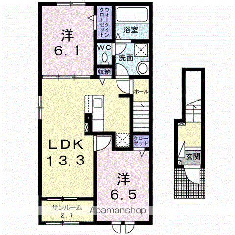 ホップⅤ A(2LDK/2階)の間取り写真