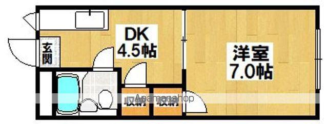 アパートメント住吉Ⅱ(1DK/1階)の間取り写真