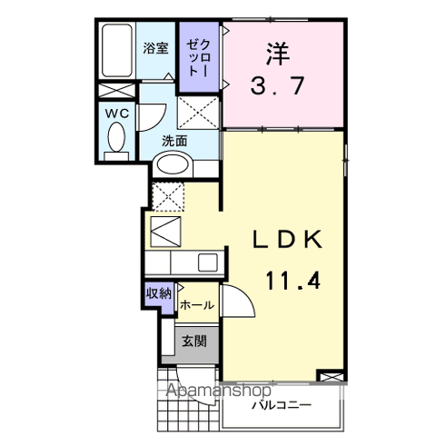 エスポワール(1LDK/1階)の間取り写真