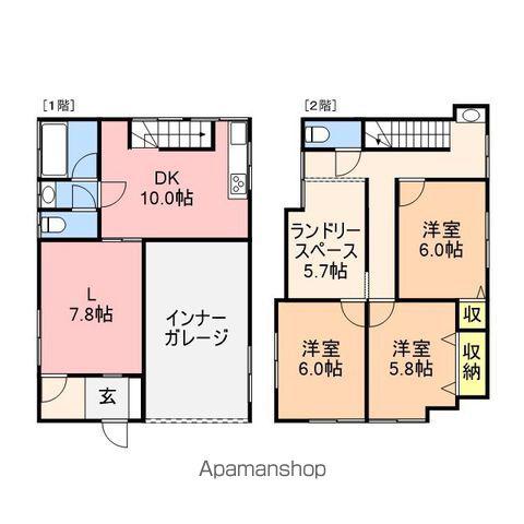 信越本線 亀田駅 徒歩25分 2階建 築49年(3LDK)の間取り写真