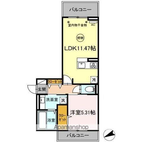 THE TERRACE御井町(1LDK/2階)の間取り写真