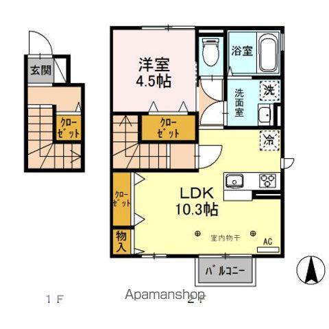 レセンテ(1LDK/2階)の間取り写真