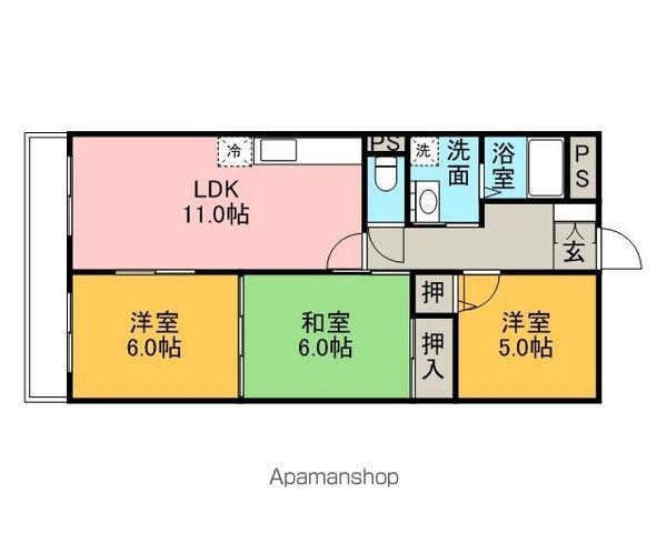 ウインコート都府楼(3LDK/5階)の間取り写真