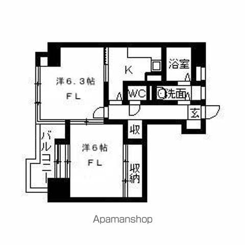 ベルソーレ支倉(2K/3階)の間取り写真