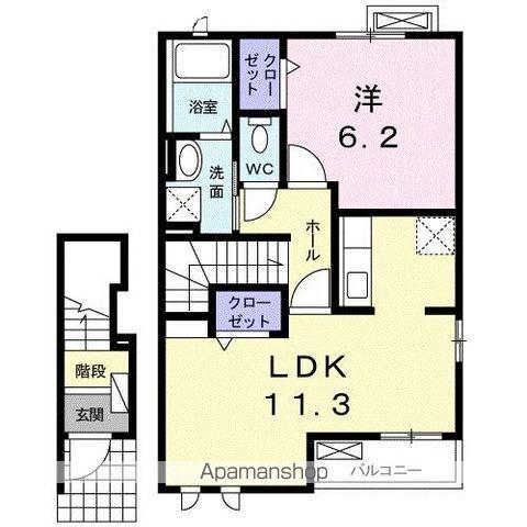 レジデンスK(1LDK/2階)の間取り写真