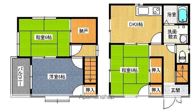 福塩線 備後本庄駅 徒歩12分 2階建 築27年(3SDK)の間取り写真