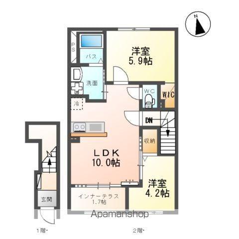 クレストハイム(2LDK/2階)の間取り写真
