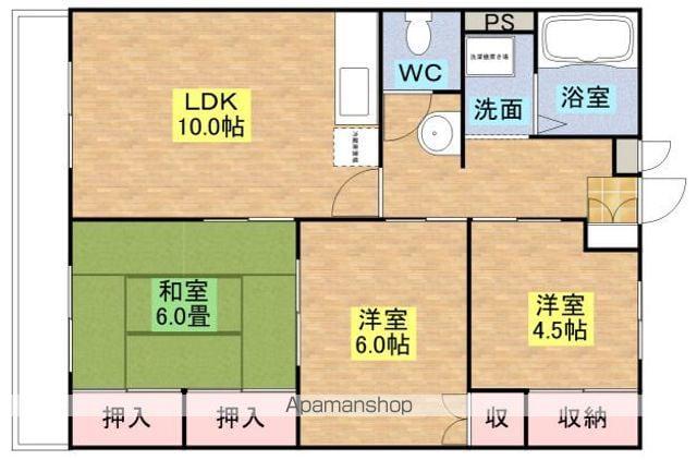 万第3ビル(3LDK/6階)の間取り写真