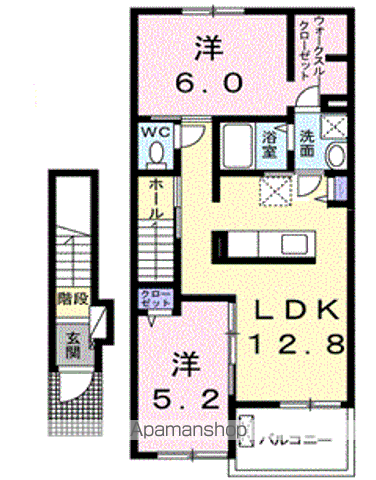 心休里 2(2LDK/2階)の間取り写真