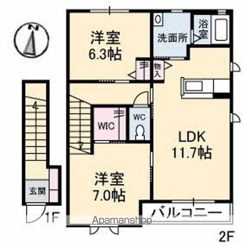 沢井手フラッツ(2LDK/2階)の間取り写真