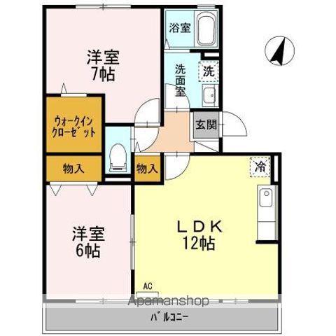 クレール友松(2LDK/3階)の間取り写真