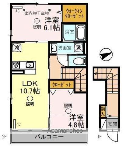 CASA DATE A(2LDK/2階)の間取り写真