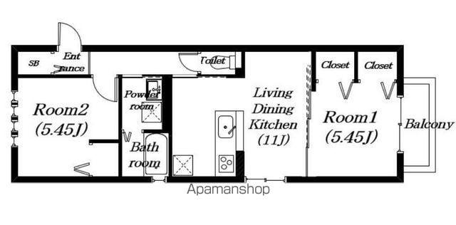 エステートピア(2LDK/1階)の間取り写真