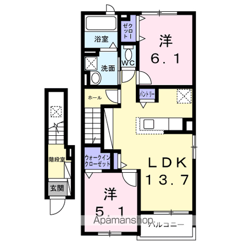 アドヴァンス立石(2LDK/2階)の間取り写真
