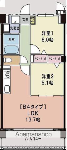 エスポワール鎌ケ谷(2LDK/2階)の間取り写真