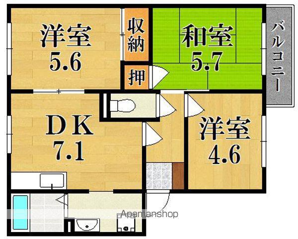 ハイツ池田D棟(3LDK/1階)の間取り写真