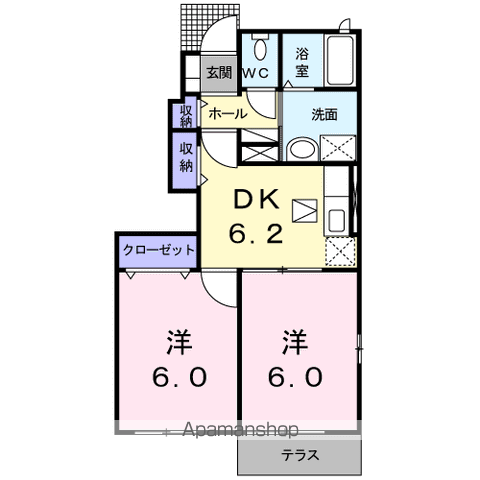 ジュネスⅡ(2DK/1階)の間取り写真