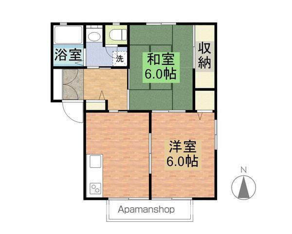 エスタシオン(2DK/1階)の間取り写真