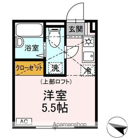 ハイツ岡沢 B(ワンルーム/2階)の間取り写真