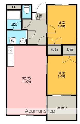 パレスM1(2LDK/2階)の間取り写真
