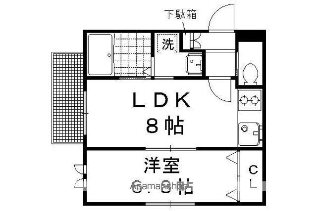グランヴィア紫明(1LDK/2階)の間取り写真