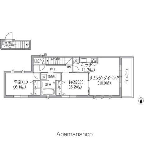 ハイネス深沢A棟(2LDK/2階)の間取り写真