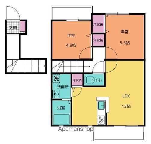 STELLA(2LDK/2階)の間取り写真