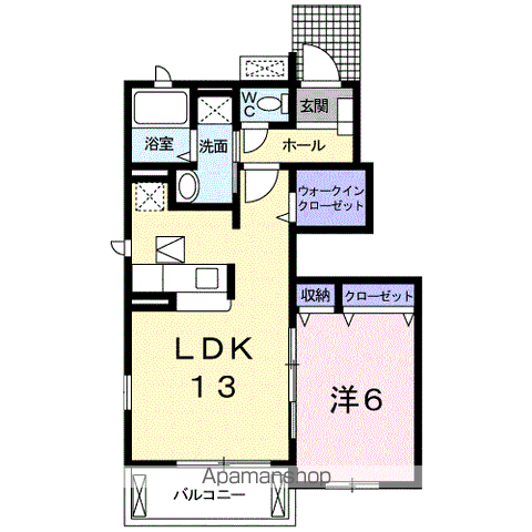 メゾン・アルモニーB(1LDK/1階)の間取り写真