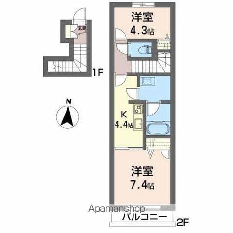 ソワサントゥディザン西口Ⅱ(2K/2階)の間取り写真