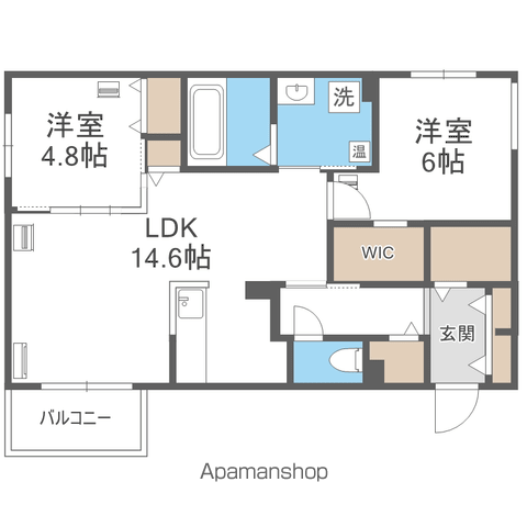 エフュート北円山(2LDK/1階)の間取り写真