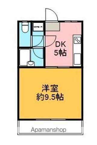 花里ハイツ(1DK/2階)の間取り写真