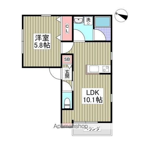 M・プーロニンフェア(1LDK/3階)の間取り写真